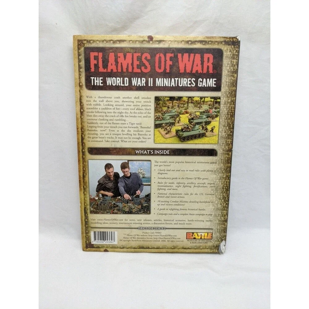 Lot Of (2) Flames Of War World War II Miniatures Game Rulebooks Hardcover Mini